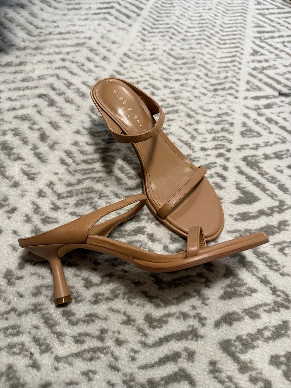 NWOT Marc Fisher Alonde Leather Heeled Slide Sandal 7